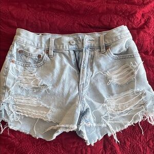 Light Blue Distressed Denim Shorts